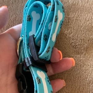 New aqua dog bone and paw print dog collar